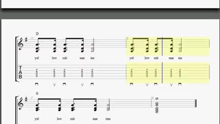 Easy Guitar Tabs for Yellow Submarine