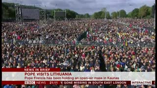 Pope Francis holds mass (Lithuania) - BBC News - 23rd September 2018