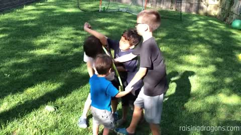 Hula Hoop Team Challenge - fun outdoor kids or adults team activity