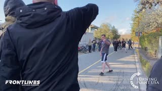 Antifa vermin trying to block people entering and leaving UC Davis - One patriot takes them all on