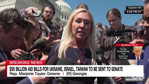 Marjorie Taylor Greene attacks Mike Johnson minutes after Ukraine aid bill passes