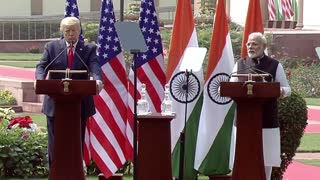 PM Modi and US President Donald Trump at Joint Press Meet in Hyderabad House