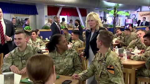 Jill Biden serves food to U.S. troops in Romania