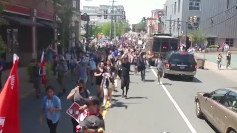 Aug 12 2017 Charlottesville 2.9.1 Antifa marching and chanting after getting the event shut down