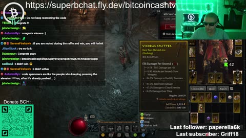 Giving away Bitcoin every 30 minutes to all viewers while slaying demons Diablo 4 Hardcore