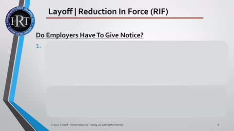 Layoffs / Reductions In Force Notification | Human Resources | HR Generalist Specialist | Clip 315