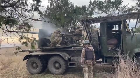 UA POV: 26-11-2023: Ukrainian S-60 on a KrAZ chassis, also with a drone visor