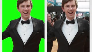 Freddie Highmore Posing on the Red Carpet Meme | Green Screen vs Original