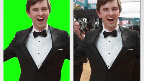 Freddie Highmore Posing on the Red Carpet Meme | Green Screen vs Original