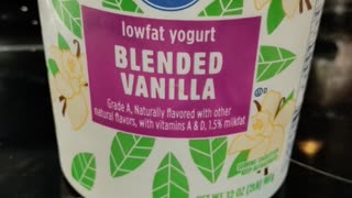 Eating Kroger Blended Vanilla Lowfat Yogurt, Dbn, MI, 9/22/23