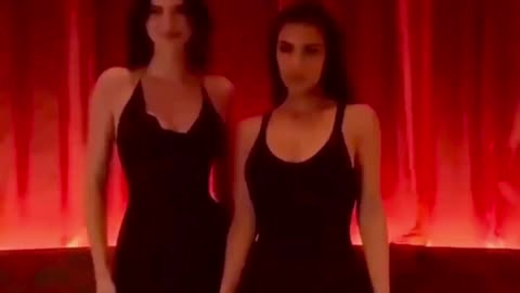 Kendall Jenner and Kim Kardashian at the opening of Komodo restaurant in Las Vegas.