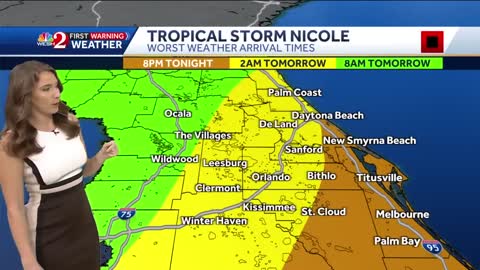 Tracking Tropical Storm Nicole Wednesday 8 a.m.