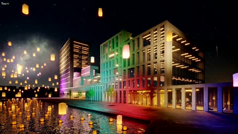 3D Rendering of a Light show. Arcitectural visualization