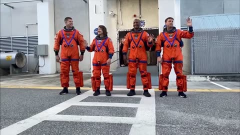 Artemis 2 crew walks out historic NASA building in launch dress rehearsal