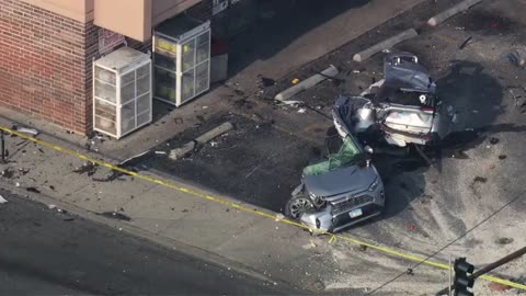 Vehicle has split in half lengthwise and SB Pulaski at 59th St, Chicago