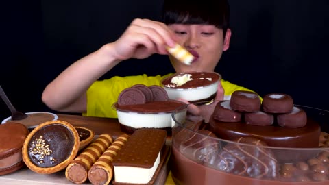 ASMR 달달구리 초콜릿 파뤼----초콜릿 아이스크림 푸딩 티라미수 초코케이크 말아먹방__Chocolate Party-- Choco Ice cream Dessert MuKBang_