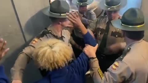 Current scene at the Tennessee state capitol building. Angry trans activists pushing ...