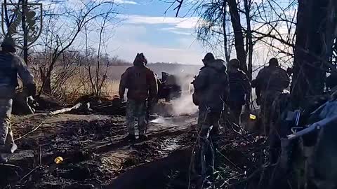 Moment Ukrainian Marines Destroy Russian Military Storage Building Using Field Gun In Donetsk