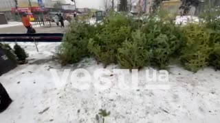 Russian missiles land close to Kyiv shoppers.