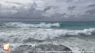 Rough Waves Crash into Cayman Islands Ahead of Hurricane Idalia