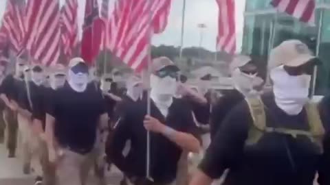 A group called the Patriot Front are have been spotted marching down in
