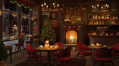 Cozy Christmas Ambience Coffee Shop with Smooth Piano Jazz Music for Sleep, Relax, Study, Work