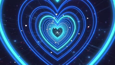 528. Neon Lights Love Heart Tunnel💙Blue Heart Background