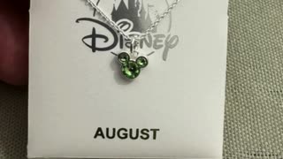 Disney Parks Mickey Mouse August Faux Peridot Birthstone Silver Color Necklace #shorts