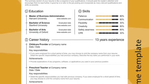 Childcare Provider resume template | FinishResume.com #resume #microsoftword #template