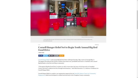 Cornell Hosting Food Drive in Ithaca, NY from May 6 to 21, 2023