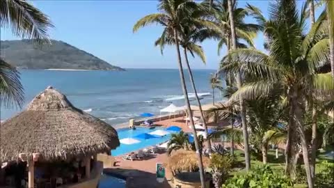 Relaxing 8 hour video of Mazatlan tropical waves and palm trees
