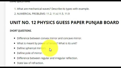 10th Class Physics Guess Paper 2023, Class 10th physics guess paper 2023, physics guess guess 2023