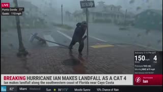 Hurricane Ian : Weatherman almost gets wiped out on live TV by projectile tree trunk