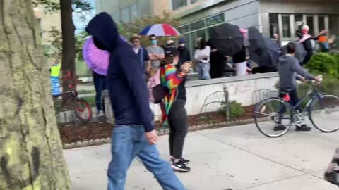 Antifa scum confronted at drag Qween story hour 27th Sept