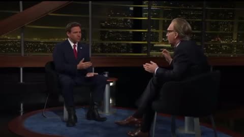 Bill Maher confronts Ron DeSantis about his decision to run against Trump.