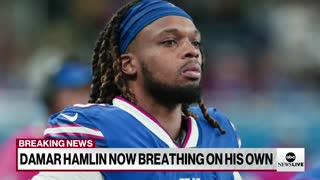 Buffalo Bills player Damar Hamlin now breathing on his own
