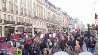 A demonstration took place in London against the war