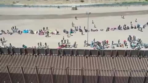 Drone Footage Of Migrants Being Processed & Brought Into Texas