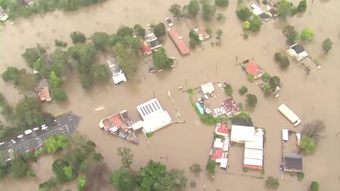 Aerial footage shows heavily flooded parts of Sydney