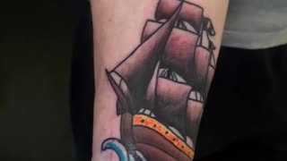 Traditional ship tattoo