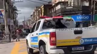 motorbike rider hits pick up and ands up in the back of it