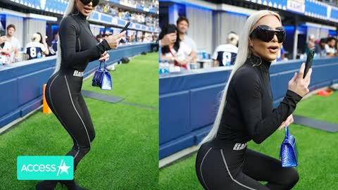 🤘🤘Kim Kardashian Wears Catsuit At Rams Game w Son Saint🤘🤘