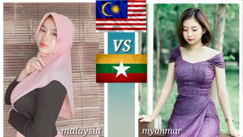 Comparison between Malaysian and Myanmar women, beauty and traditional dress.Comparison Girls Beauty