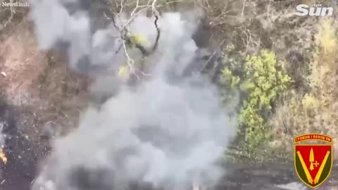 Three Russian tanks explode in flaming inferno after Ukrainian artillery strike