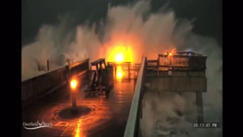 Video shows waves slamming Deerfield Beach pier