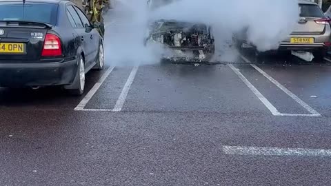 Rental Car Engulfed in Flames