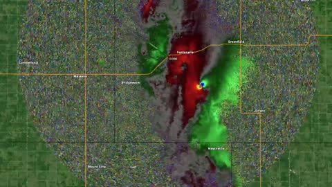 Full velocity loop of the violent Greenfield, Iowa tornado from DOW6.