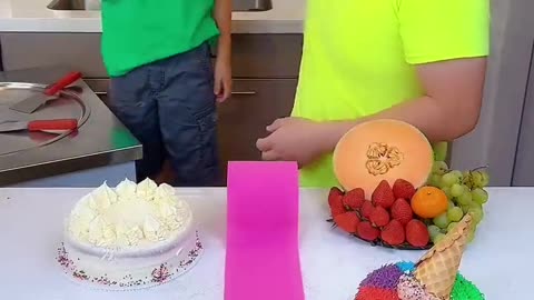 Cake Rainbow cake VS spicy ice cream challenge! 🍨 #funny #shorts by Ethan Funny Family