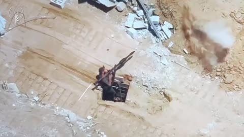 IDF Drone Spots a Hamas Militant Popping Out of the Ground with RPG