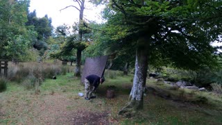 Setting up a 4x4 tarp. Rain is coming 26th Sep 2022